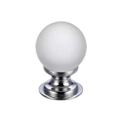 Zoo Hardware Fulton & Bray Frosted Glass Ball Cupboard Knobs (25mm Or 30mm), Polished Chrome Base - FCH04CP FROSTED GLASS & POLISHED CHROME - 25mm
