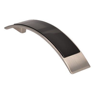 Urfic Siro Curved Cabinet Pull Handle (96mm c/c), Satin Nickel With Black Edging - 2184-137ZN21GH2 SATIN NICKEL WITH BLACK  EDGING
