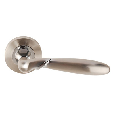 Excel Artemis Dual Finish Lever On Round Rose, Satin Nickel & Polished Chrome - 3625 (sold in pairs) LEVER ON ROSE, SATIN NICKEL & POLISHED CHROME