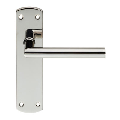 Eurospec Mitred Stainless Steel Door Handles On Backplates, Polished Stainless Steel - CSLP1162BSS (sold in pairs) POLISHED - EURO PROFILE LOCK (WITH CYLINDER HOLE)
