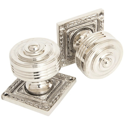 From The Anvil Tewkesbury Square Mortice Door Knob Set, Polished Nickel - 83859 (sold in pairs) POLISHED NICKEL