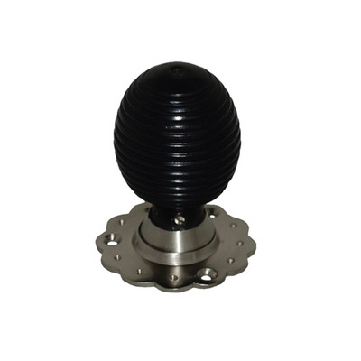 Chatsworth Fluted Rose Beehive Ebony Wood Mortice Door Knobs, Satin Nickel Backplate - BUL401-3SN-BLK (sold in pairs) BLACK WITH SATIN NICKEL BACKPLATE