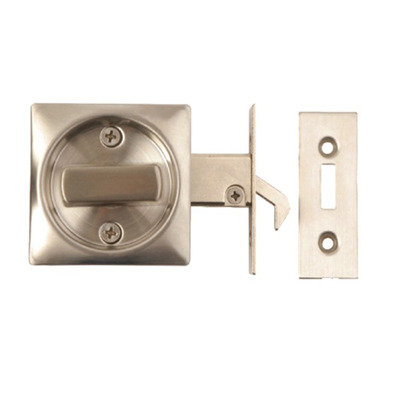Excel Square Sliding Bathroom Door Lock, Satin Stainless Steel - 2130SSS SATIN STAINLESS STEEL