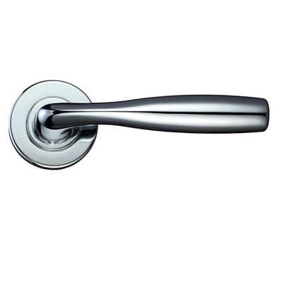 Zoo Hardware Rosso Maniglie Corvus Lever On Round Rose, Polished Chrome - RM070CP (sold in pairs) POLISHED CHROME