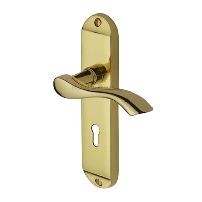 Heritage Brass Algarve Polished Brass Door Handles - MM924-PB (sold in pairs) LOCK (WITH KEYHOLE)