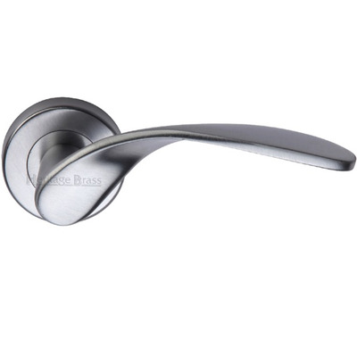 Heritage Brass Volo Door Handles On Round Rose, Satin Chrome - V1950-SC (sold in pairs) SATIN CHROME