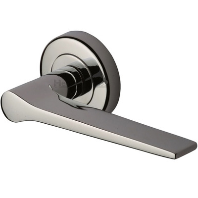 Heritage Brass Gio Door Handles On Round Rose, Polished Nickel - V4189-PNF (sold in pairs) POLISHED NICKEL