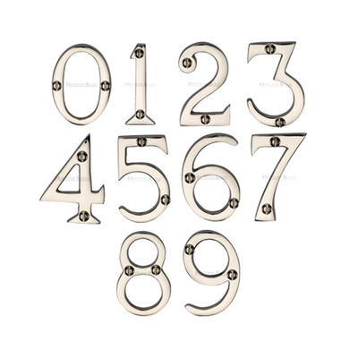 Heritage Brass 0-9 Screw Fixing Numerals (51mm - 2"), Polished Nickel - C1567-PNF POLISHED NICKEL - 0