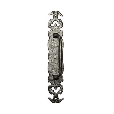 Kirkpatrick Black Antique Malleable Iron Pull Handle On Backplate (444mm x 76mm) - AB2173 BLACK ANTIQUE - 17.5"