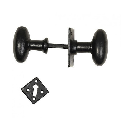 Kirkpatrick Un-Sprung Black Antique Malleable Iron Oval Mortice Door Knob - AB3075 (sold in pairs) ANTIQUE BLACK - RIM KNOB