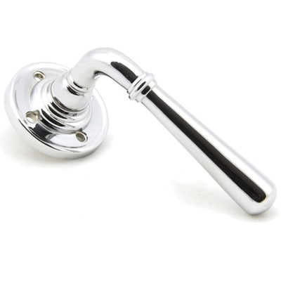 From The Anvil Newbury Door Handles On Round Rose, Polished Chrome - 91425 (sold in pairs) POLISHED CHROME - UNSPRUNG