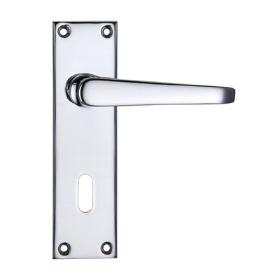 Zoo Hardware Project Range Victorian Flat Door Handles On Backplate, Polished Chrome - PR041CP (sold in pairs) PRIVACY - 114mm x 40mm