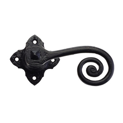 Zoo Hardware Foxcote Foundries Curly Tail Lever On Square Rose, Black Antique - FF400 (sold in pairs) BLACK ANTIQUE