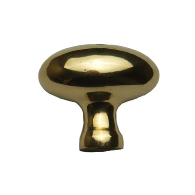 Cardea Ironmongery Oval Cupboard Knob (35mm x 25mm), Unlacquered Brass - AB349UNL UNLACQUERED BRASS