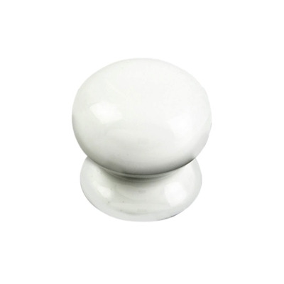 Carlisle Brass Fingertip Porcelain Cupboard Knob, Plain White - FTD620PWH PLAIN WHITE - 32mm