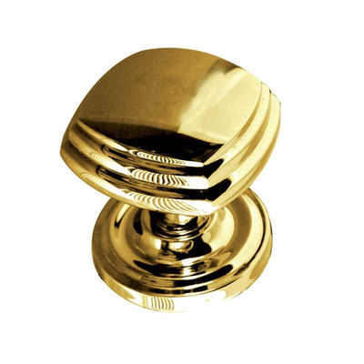 Frelan Hardware Tiered Square Mortice Door Knob On Round Rose, Polished Brass - JV64PB (sold in pairs) POLISHED BRASS