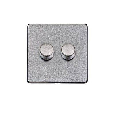 M Marcus Electrical Vintage 2 Gang 2 Way Push On/Off Dimmer Switch, Satin Chrome (250 OR 400 Watts) - X03.270.250 SATIN CHROME - 250 WATTS