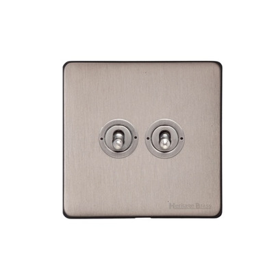 M Marcus Electrical Studio 20 AMP 2 Gang 2 Way Dolly Switch, Aged Pewter - XAP.2410.AP AGED PEWTER