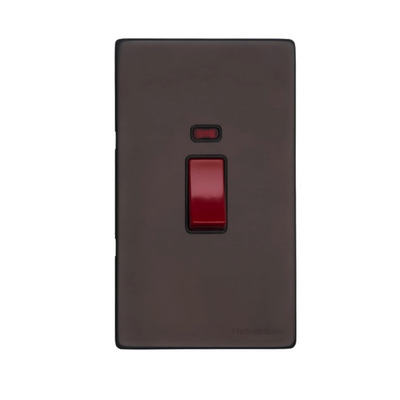 M Marcus Electrical Verona 45 Amp Cooker Switch With Neon, Tall Plate, Matt Bronze With Red Switch - VR9.161.BK MATT BRONZE WITH RED SWITCH