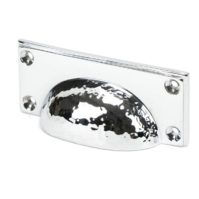 From The Anvil Hammered Art Deco Drawer Pull (84mm C/C), Polished Chrome - 46038 POLISHED CHROME