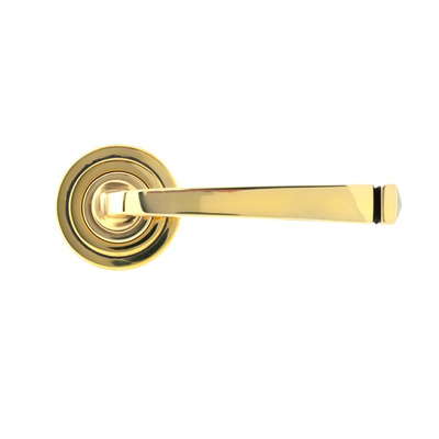 From The Anvil Avon Door Handles On Art Deco Rose, Aged Brass - 45612 (sold in pairs) AGED BRASS - SPRUNG
