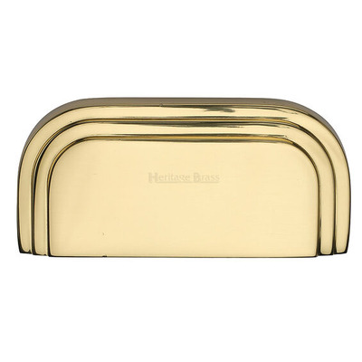 Heritage Brass Bauhaus Cabinet Drawer Cup Pull Handle (76mm C/C), Polished Brass - C1740-PB POLISHED BRASS - 76mm C/C