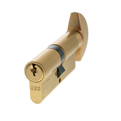 Atlantic UK AGB Euro Profile 5 Pin Cylinder Key & Turn (30mm/30mm OR 35mm/35mm), Satin Brass - C620082525 SATIN BRASS - 30mm/30mm (60mm)