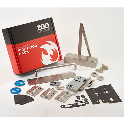 Zoo Hardware Commercial Corridor Fire Door Locking Kit, Satin Stainless Steel Finish - KITC1-FDP-C1 CORRIDOR LOCKING - FIRE RATED 30 MIN