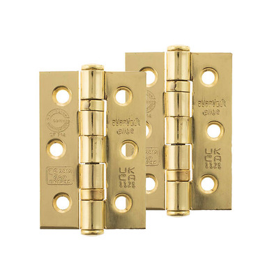 Atlantic Grade 7 Fire Rated 3 Inch Solid Steel Ball Bearing Hinges, Polished Brass - A2H322PB (sold in pairs) POLISHED BRASS