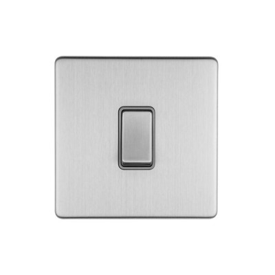 Carlisle Brass Eurolite Concealed 3mm 1 Gang Switch, Satin Stainless Steel With Grey Trim - ECSS1SWG SATIN STAINLESS STEEL - GREY TRIM