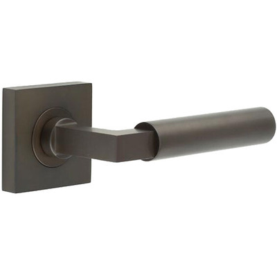 Frelan Hardware Burlington Westminster Door Handles On Plain Square Rose, Dark Bronze - BUR30KIT84 (sold in pairs) DARK BRONZE - PLAIN SQUARE 52mm x 52mm