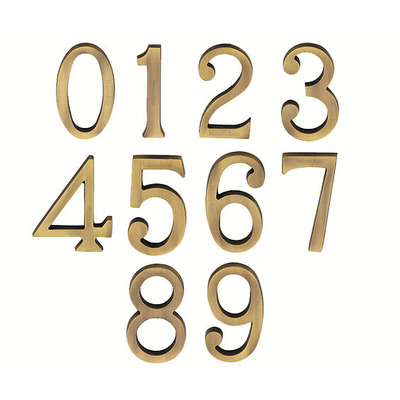 Heritage Brass 0-9 Concealed Fix Numerals (76mm - 3"), Antique Brass - C1564 0-AT ANTIQUE BRASS - 5