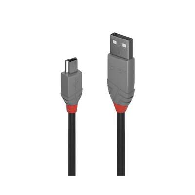 Lindy 2m USB 2.0 Type A to Mini-B Cable, Anthra Line