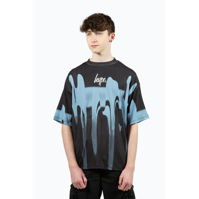 Hype Boys Multi Blue Blur Paint Small Script T-Shirt - 13Y