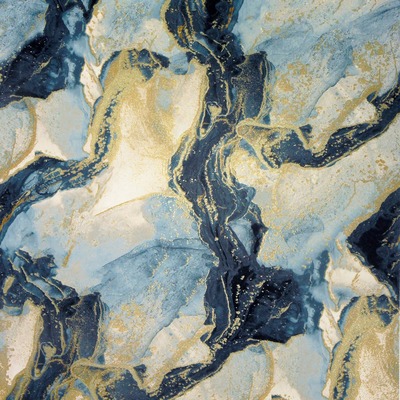 Abstract Marble Wallpaper Teal / Gold Arthouse 693404