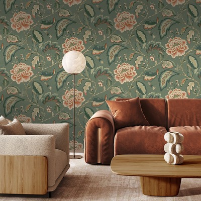 Maya Trail Vinyl Wallpaper Green Belgravia Decor 1721
