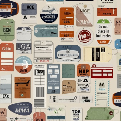 Travelogue Collection Jet Set Wallpaper Stone Grey Mini Moderns MMTLG09ST
