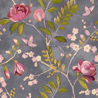 Image of Lola Floral Wallpaper Charcoal / Pink Grandeco 197001