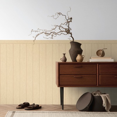Tongue & Groove Wood Panel Dado Vinyl Wallpaper Natural AS Creation 39803-3
