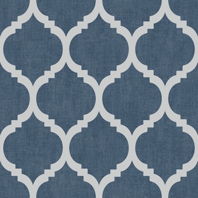Darcy James Collection Zara Trellis Wallpaper Blue/Silver Muriva 173552