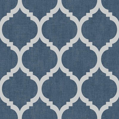Darcy James Collection Zara Trellis Wallpaper Blue/Silver Muriva 173552
