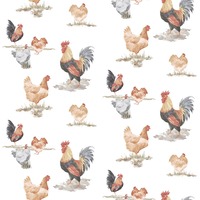 Image of Just Kitchens Free Range Chickens Wallpaper Black Red Beige Galerie G45415