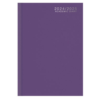 2024/2025 Academic A4 Day A Page Mid Year Hardback Diary - PURPLE