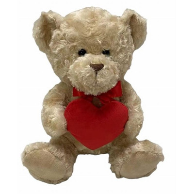 25cm Cream Valentines Day Teddy Bear Holding Heart