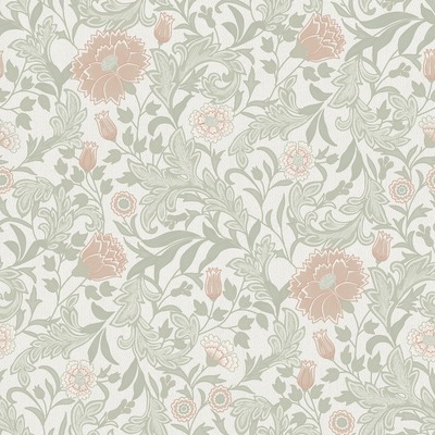 Bilbury Heavyweight Vinyl Wallpaper Sage/Coral Holden Opus 36301
