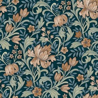 Marian Floral Wallpaper Navy / Terracotta Grandeco A67101