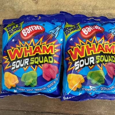 3x Barratt Wham Sour Squad Bags (3x94g)