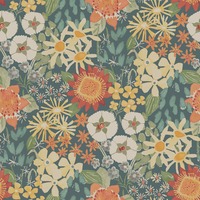 Karina Wildflower Garden Vinyl Wallpaper Green Fine Decor FD26520
