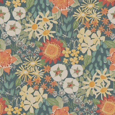 Karina Wildflower Garden Vinyl Wallpaper Green Fine Decor FD26520
