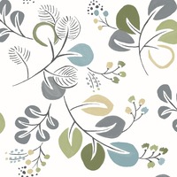 Jonah Leaf Trail Wallpaper Green / Blue Fine Decor FD25123